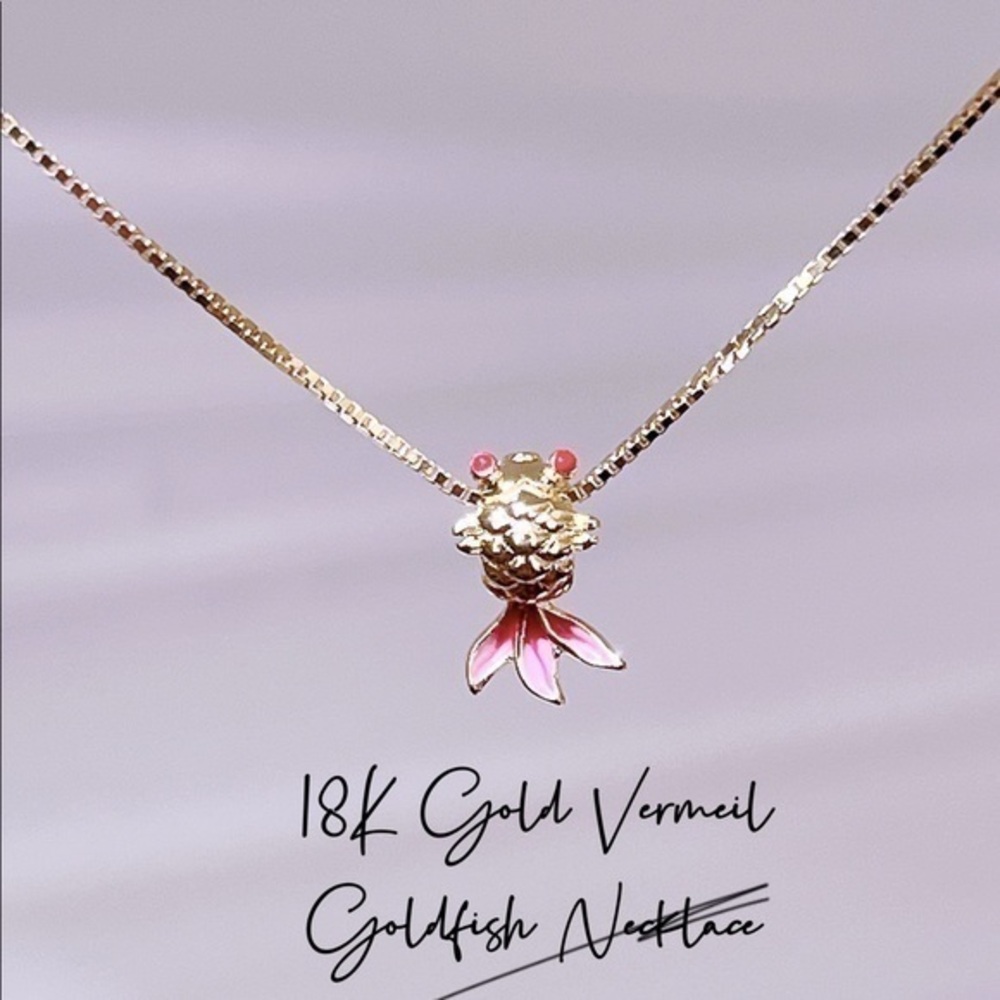 18K Gold Vermeil Gold fish necklace